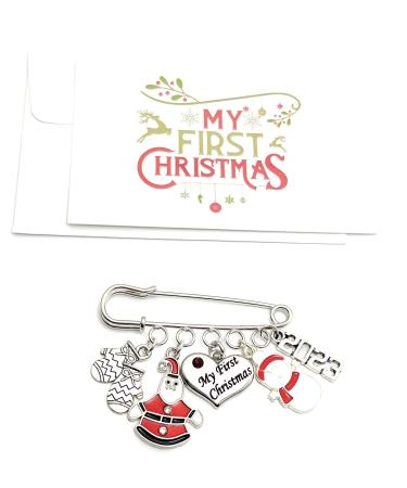 My First Christmas 2023 Nappy Pin Keepsake Charms with Gift Bag and Gift Card