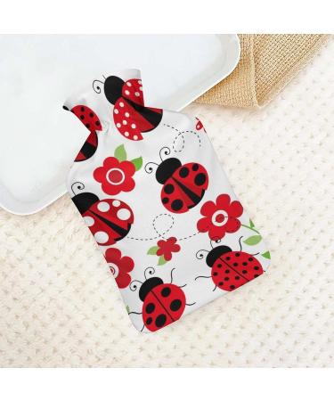 Ladybug Flower Hot Water Bottle with Plush Cover - Perfect Hand Warmer for Adults & Kids | 26.5x15.3cm | International Shipping - Buy Online on GoSupps.com