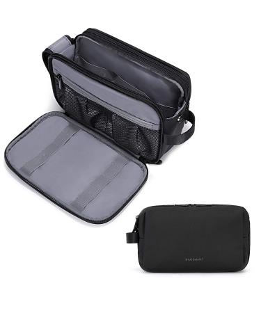 BAGSMART Toiletry Bag for Men, Travel Toiletry Organizer Dopp Kit Water-resistant Shaving Bag for Toiletries Accessories, Black Black  - Medium