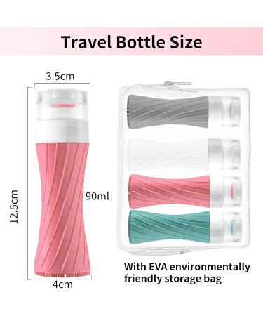 4-Pack Silicone Travel Bottles 90ml - BPA-Free Leak-Proof for Lotions & Shampoos - Perfect for Camping & Short Trips - Buy Online on GoSupps.com