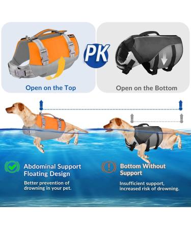 SlowTon Dog Life Jacket - Adjustable Ripstop Vest with Belly Support for Swimming - XS Grey & Orange - Buy Online on GoSupps.com