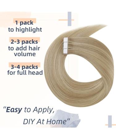 RUNATURE Blonde Ombre Tape in Hair Extensions - 18 Inch Straight Human Hair 50g - #16P22 - Buy Online on GoSupps.com