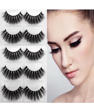 SUQ false eyelashes 5 pairs 3D of course false eyelash set reusable handmade false eyelashes waterproof and no adhesive required reusable eyelash set (mega-nice)