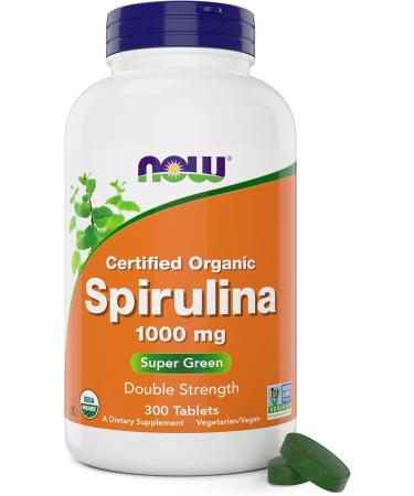 Now Crtified Organic Spirulina Double Strength - 300 Tablets