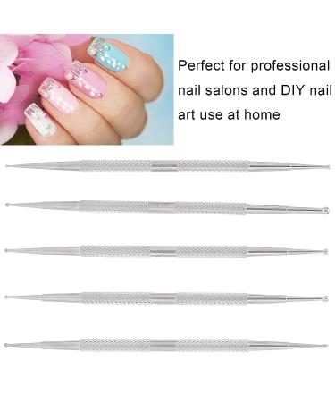 5pcs Stainless Steel 2 Way Dotting Nail Art Pen Set - Double Head Nail Painting Tools for DIY Decoration - Buy Online on GoSupps.com