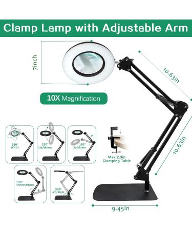 10x Magnifying Glass with Light | Illuminated LED Magnifying Lamp for Hobbies & Repairs 5 Color Modes Square Base Real Glass - Buy Online on GoSupps.com