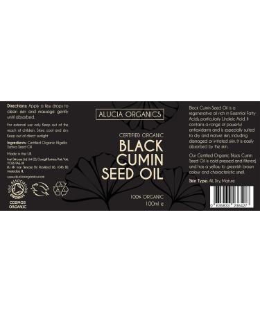  ALUCIA ORGANICS Certified Organic Black Cumin Seed Oil 100ml Pure natural cold-pressed certified organic vegan cruelty-free for skin face body hair massage - Buy Online on GoSupps.com