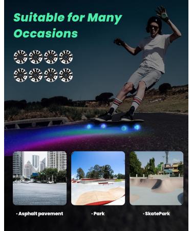 Daxiga 8 Pack 82A Light up Roller Skate Wheels 32x58mm - Luminous Black Wheels with Bearings for Smooth Skating - Buy Online on GoSupps.com