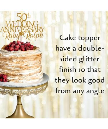 Custom Wedding Anniversary with Both Names. 50th Wedding Anniversary Golden Wedding Anniversary Any years any Names Personalised Cake Topper Glitter Card (GLITTER GOLD) - Buy Online on GoSupps.com