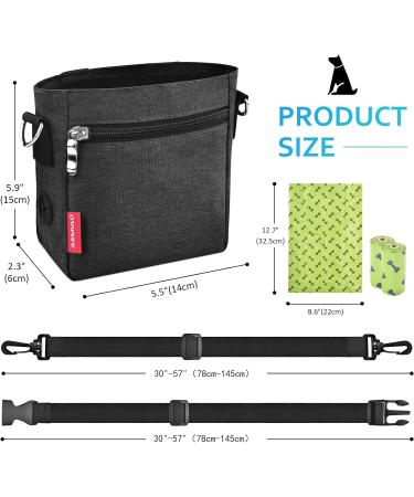 AEMIAO Dog Treat Pouch with Magnetic Closure & Poop Bags - Hands-Free Training Bag, Adjustable Belt - Dark Grey - Buy Online on GoSupps.com