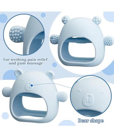 PODOO 3 Pack Baby Teething Toys for 3+ Months Infants - Silicone Chew Toy for Sucking Needs - Anti-Dropping Hand Pacifier Babies Teethers - Bear Shape (Blue Pink Green) - Buy Online on GoSupps.com