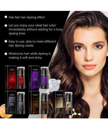  Jimklpy Dark brown herbal shampoo complete and long-lasting gray coverage rich and intense color with deep shine for professional results at home - Buy Online on GoSupps.com