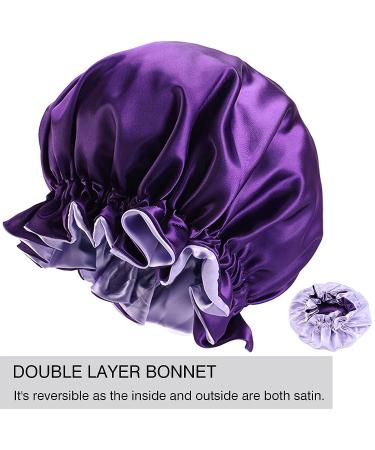 X-Large Purple Silk Bonnet for Women with Curly, Natural, and Long Hair - Oversized Sleep Cap for Night - Buy Online on GoSupps.com