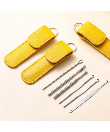 2023 Professional Ear Cleaning Master: 6-Piece Stainless Steel Earwax Cleaning Tool Set in PU Leather Case (Yellow) - Buy Online on GoSupps.com