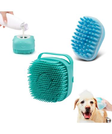 2Pack Dog Bath Brush, Soft Silicone Pet Shampoo Massage Dispenser Grooming Shower Brush for Short Long Haired Dogs and Cats Washing, ISWAYSTORE