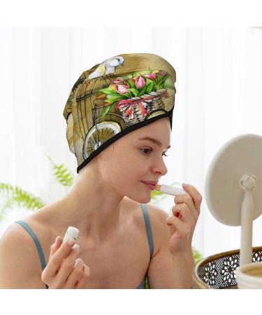 Watercolor Canary Bird Microfiber Hair Towel - Super Absorbent Quick Dry Hair Wrap for Long Curly & Thick Hair | Soft Coral Velvet for Women - Buy Online on GoSupps.com