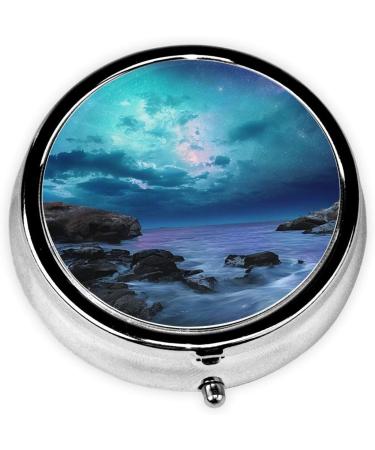 3D Graphics Universe Space Round Pill Box | 3 Compartment Travel Medicine Organizer | Mini Decorative Pocket Purse for Vitamins & Tablets - Buy Online on GoSupps.com