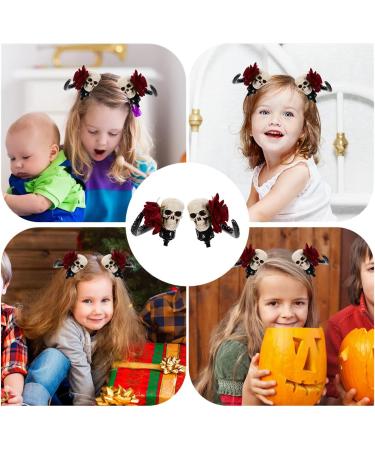 LALAFINA 1 Pair Sheep Horn Hair Clips Skull Rose Flower Hairpin Skeleton Flower Hair Clip Gothic Devil Horn Barrettes for Halloween Cosplay Photograph Props - Buy Online on GoSupps.com