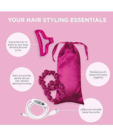 Conair 2-in-1 Heat & Heatless Hair Curler - Heat/Heatless Curling Set Includes Satin Curling Ribbon, Claw Clip, 2 Scrunchies, USB Cord, and Satin Pouch - Buy Online on GoSupps.com