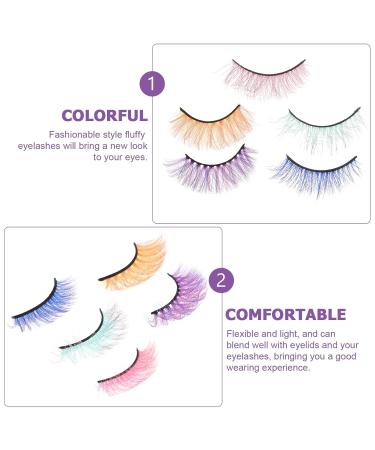 FOMIYES 20 Pairs Colored False Eyelashes - Handmade Rainbow Luxurious Synthetic Fiber Makeup Lashes | 5D Soft Fake Lashes (Pack of 1 - Buy Online on GoSupps.com