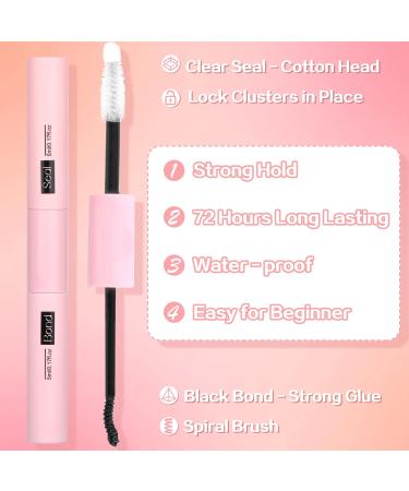 Ruairie Black Lash Extension Kit: 200pcs Bond & Seal DIY Eyelash Extension Clusters 8-16MM CD Curl Individual Lashes Set - Buy Online on GoSupps.com