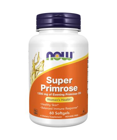 NOW Supplements, Super Primrose 1300 mg with Naturally Occurring GLA (Gamma-Linolenic Acid), 60 Softgels