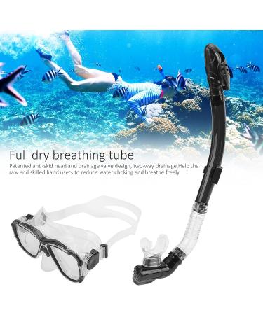 Janzoom Adults Snorkel Set - Tempered Glass Goggles, Adjustable Buckle, Dry Top Snorkel Tube - Ideal for Diving - Black - Buy Online on GoSupps.com