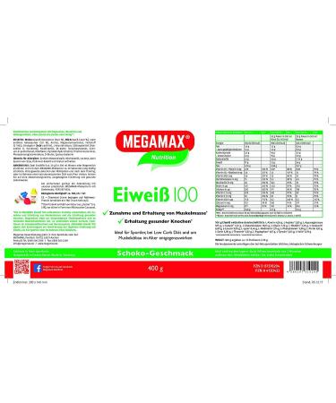 Buy Megamax Protein Chocolate 400g | Low Carb Protein Shake for Muscle Building | Aspartam-Free Whey & Milk Protein Ideal for Baking | High Quality Amino Acid Powder - Buy Online on GoSupps.com