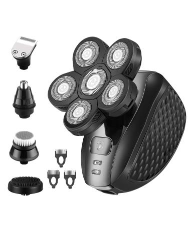 Upgrade 6D Electric Razor for Men 5 in 1 Bald Head Shavers for Men Electric Razors Waterproof Bald Head Shaver Cordless Electric Shavers Rotary Shavers Rechargeable Shavers for Men 6D Gray