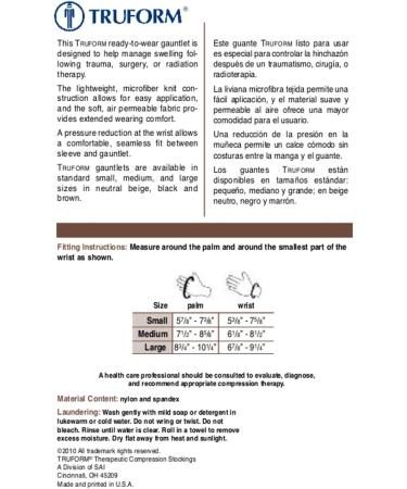 Truform Lymphedema Compression Gauntlet 20-30 mmHg Post Mastectomy Support - Medium Beige - Buy Online on GoSupps.com