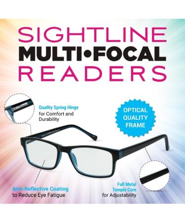 Sightline Multifocal Progressive Reading Glasses 6005 - 2.5x Fit for Men & Women - Blue - International Shipping Available - Buy Online on GoSupps.com
