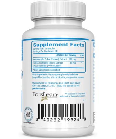PEScience Forskolin Capsules 95% Pure Extract 60 Count - Patented ForsLean Formula - Buy Online on GoSupps.com