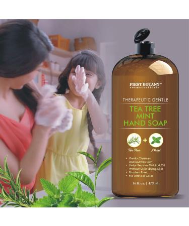 First Botany Tea Tree Mint Hand Soap - Natural Liquid Hand Soap with Peppermint, Jojoba & Coconut Oil - 16 oz - Buy Online on GoSupps.com
