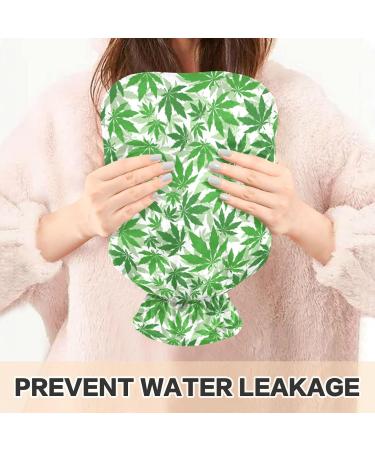 Hot Water Bottle 2L with Leaves Green Cover | Pain Relief & Winter Hand/Feet Warmer - International Shipping - Buy Online on GoSupps.com