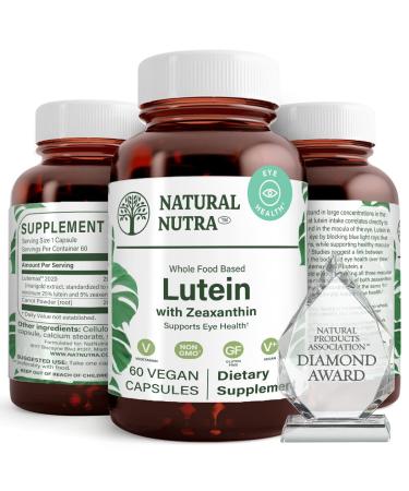 Natural Nutra Lutein and Zeaxanthin Supplement Helps to Maintain Vision Health & Eye Health Protects Cell in Eyes Gluten Free Enhanced Level of Zeaxanthin & Isomers Soy Free 20mg - 60 Capsules 60 Count (Pack of 1)