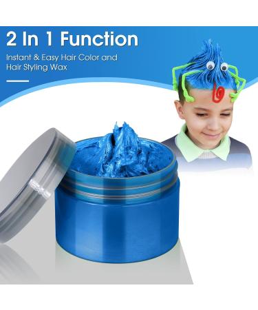Temporary Hair Color Wax Kit for Kids | Washable Crazy Hair Dye with Wiggle Eyes & Face Pens | Perfect Stocking Stuffer for Girls Ages 4-10+ (Blue - Buy Online on GoSupps.com