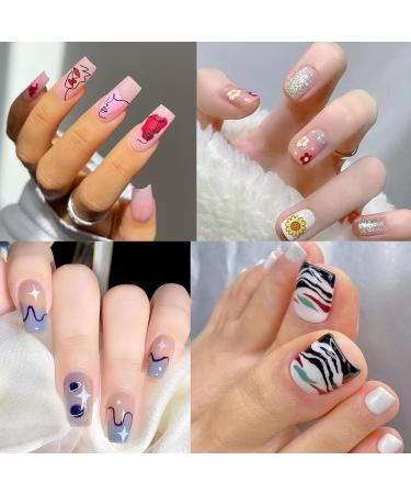 Nail Stamping Plates Set - 6 Piece Image Rectangle Stamp Kit for DIY Nail Art - Snake, Butterfly, Flower, Love, Abstract, Flamingo Design - Buy Online on GoSupps.com