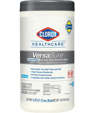 CloroxPro Healthcare Versasure Cleaner Disinfectant Wipes, Alcohol Free Clorox Wipes, Healthcare Cleaning and Industrial Cleaning, 85 Count - 31757 Canister 85ct 85 Count (Pack of 1)