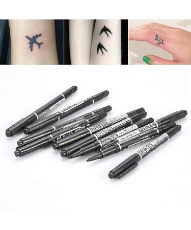 Black Tattoo Marker Pen Set - 10 Body Temporary Skin Markers for Tattooing - Buy Online on GoSupps.com