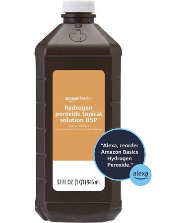 Amazon Basics Hydrogen Peroxide Topical Solution USP 32 Fl. Oz - Pack of 6 - Buy Online on GoSupps.com