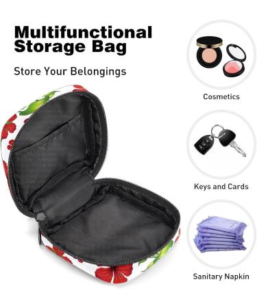 Red Hibiscus Flowers Sanitary Napkin Storage Bag - Portable Menstrual Cup Pouch for Women and Teens - Multi-colored - Buy Online on GoSupps.com