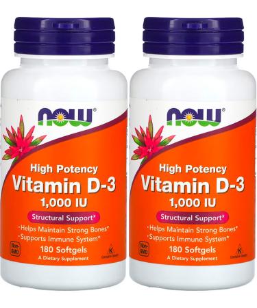 Now Foods - Vitamin D3-1000iu (180 softgels) 2 PACK 360 Count (Pack of 1)