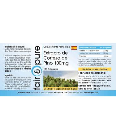 Fair & Pure - Pine bark extract 100mg - standardized to 95% proanthocyanidins - vegan - 120 capsules - Buy Online on GoSupps.com