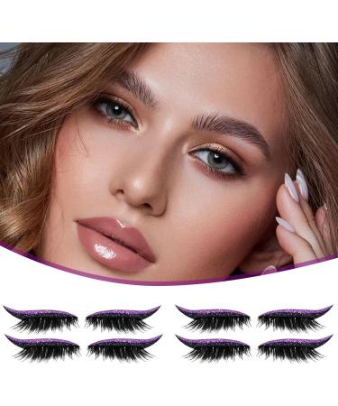 Mxshc False Eyelashes 4 Pairs SelfAdhesive Eyelash Strips Reusable Make Up Glue for Daily Use Party Travel Purple - Buy Online on GoSupps.com