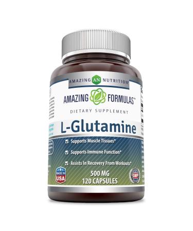 Amazing Formulas L-Glutamine Supplement - Promotes Workout Recovery, Supports The Immune System & Muscle Maintenance* (120 Capsules) 120 Count (Pack of 1)