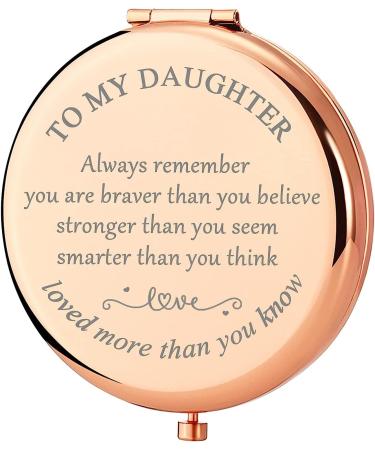 LIDCOM to My Daughter Gifts for - Daughter Gift from Dad Rose Gold Compact Mirror Graduation Gifts for Girls Unique  Christmas  Valentines Day  Birthday Gifts for For Daughter