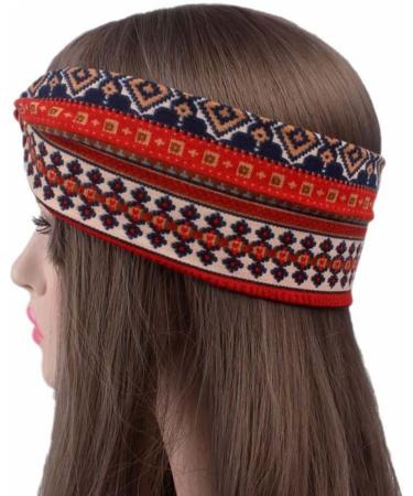 Lergo Women's Ethnic Cross Wide Headband - Twisted Elastic Burgundy | Stylish & Comfortable Headwear for All Occasions - Buy Online on GoSupps.com