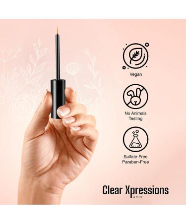 Clear Xpressions Paris Natural Eyelash Enhancer Serum - Castor Oil, Biotin, Peptide - Thicker, Fuller, Longer Lashes & Brows - 3 ML - Buy Online on GoSupps.com