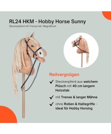 Buy RL24 HKM Hobby Horse Sunny | Plush Stock Horse with Bridle Wooden Stick & Long Mane - Light Brown - International Shipping Available - Buy Online on GoSupps.com