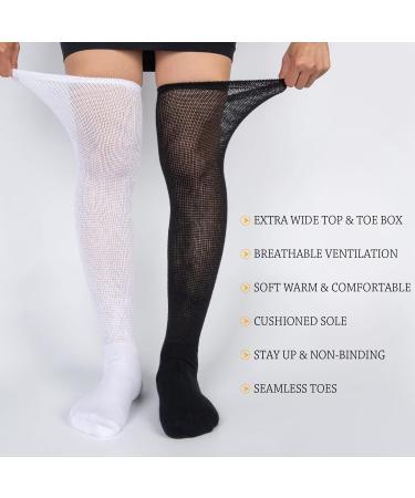 Athlemo 2 Pair Women Bamboo Diabetic Over Knee Cushioned Socks White (4-Pack) | Non-Binding Circulation Socks - Buy Online on GoSupps.com